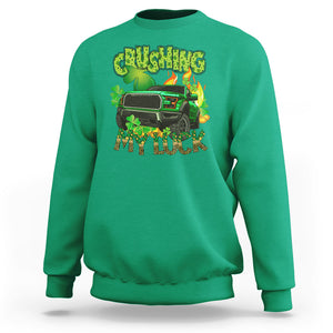 Funny St. Patricks Day Sweatshirt Crushing My Luck Truck of Shamrocks TS02 Irish Green Printyourwear