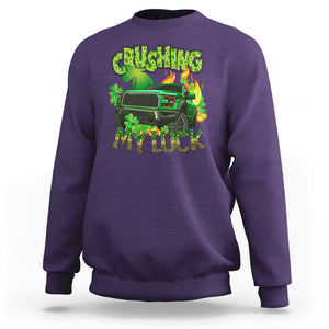 Funny St. Patricks Day Sweatshirt Crushing My Luck Truck of Shamrocks TS02 Purple Printyourwear