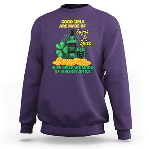 Funny St. Patricks Day Drinking Sweatshirt Irish Girls Are Made of Whiskey On Ice Alcohol Lover TS02 Purple Printyourwear