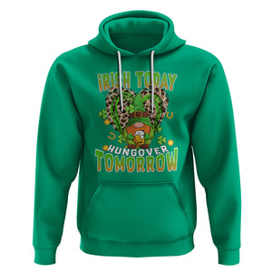 Funny St. Patricks Day Drinking Hoodie Irish Today Hungover Tomorrow Beer Lover Gnome TS02 Irish Green Printyourwear