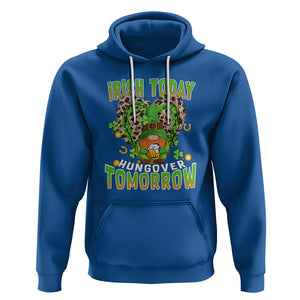 Funny St. Patricks Day Drinking Hoodie Irish Today Hungover Tomorrow Beer Lover Gnome TS02 Royal Blue Printyourwear