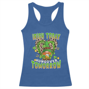 Funny St Patricks Day Drinking Racerback Tank Top Irish Today Hungover Tomorrow Beer Lover Gnome TS02 Royal Blue Print Your Wear