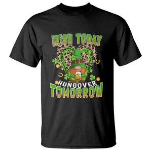 Funny St. Patricks Day Drinking T Shirt Irish Today Hungover Tomorrow Beer Lover Gnome TS02 Black Printyourwear