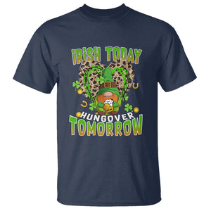 Funny St. Patricks Day Drinking T Shirt Irish Today Hungover Tomorrow Beer Lover Gnome TS02 Navy Printyourwear