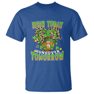 Funny St. Patricks Day Drinking T Shirt Irish Today Hungover Tomorrow Beer Lover Gnome TS02 Royal Blue Printyourwear