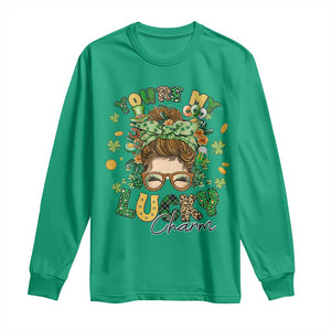 Funny St Patricks Day Long Sleeve Shirt You Are My Lucky Charm Shamrock Messy Bun TS02 Irish Green Print Your Wear