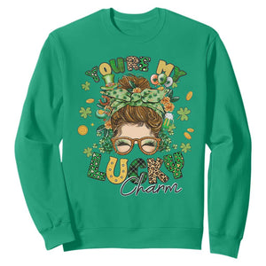 Funny St. Patricks Day Sweatshirt You Are My Lucky Charm Shamrock Messy Bun TS02 Irish Green Printyourwear