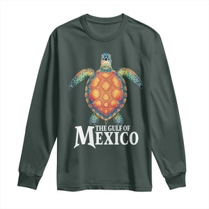 The Gulf Of Mexico Long Sleeve Shirt Sea Turtle Graphic Forever Never Forget TS02 Dark Forest Green Print Your Wear