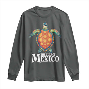 The Gulf Of Mexico Long Sleeve Shirt Sea Turtle Graphic Forever Never Forget TS02 Dark Heather Print Your Wear