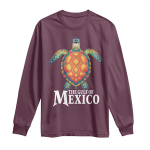 The Gulf Of Mexico Long Sleeve Shirt Sea Turtle Graphic Forever Never Forget TS02 Maroon Print Your Wear