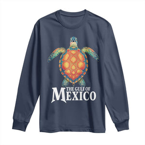 The Gulf Of Mexico Long Sleeve Shirt Sea Turtle Graphic Forever Never Forget TS02 Navy Print Your Wear