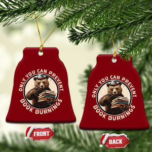 Funny Books Lover Bear Ceramic Ornament Only You Can Prevent Book Burnings TS02 Print Your Wear