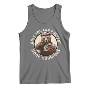 Funny Books Lover Bear Tank Top Only You Can Prevent Book Burnings TS02 Black Heather Print Your Wear