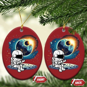 Astronaut Outer Space Christmas Ornament Cute Cartoon Cosmic TS02 Oval Red Print Your Wear