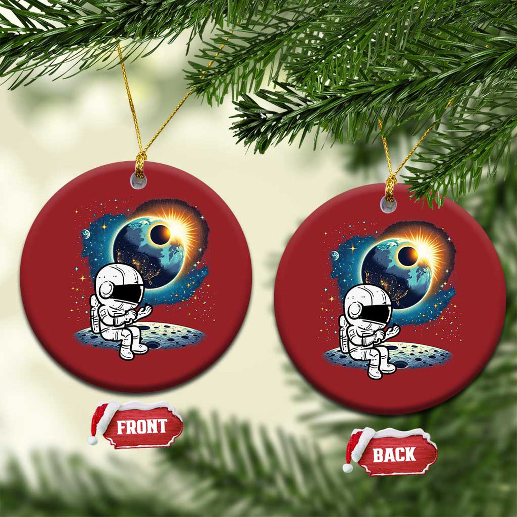 Astronaut Outer Space Christmas Ornament Cute Cartoon Cosmic TS02 Circle Red Print Your Wear