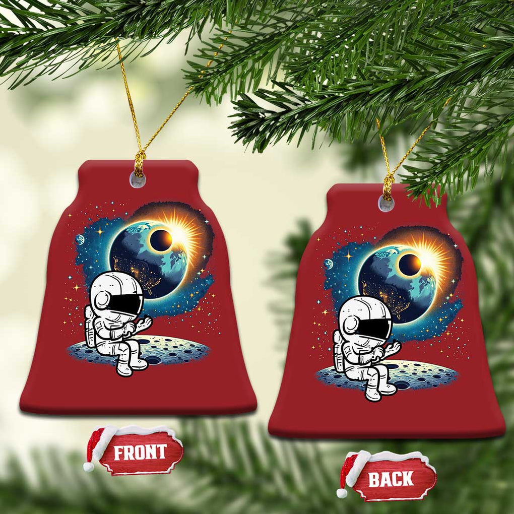 Astronaut Outer Space Christmas Ornament Cute Cartoon Cosmic TS02 Bell Flake Red Print Your Wear