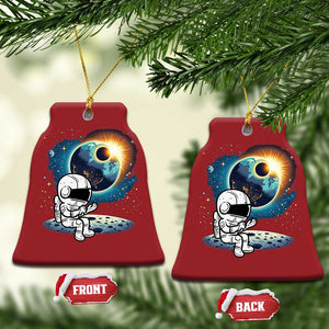 Astronaut Outer Space Christmas Ornament Cute Cartoon Cosmic TS02 Bell Flake Red Print Your Wear