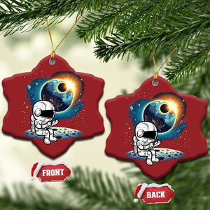 Astronaut Outer Space Christmas Ornament Cute Cartoon Cosmic TS02 Snow Flake Red Print Your Wear