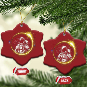 Astronaut Outer Space Christmas Ornament Cosmic Spaceflight TS02 Snow Flake Red Print Your Wear