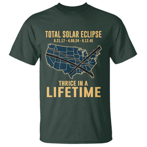 Total Solar Eclipse 2045 T Shirt Thrice In A Lifetime American Totality Tour Map 2017 2024 2045 TS02 Dark Forest Green Printyourwear