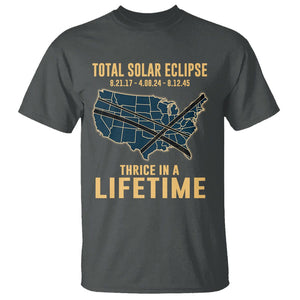 Total Solar Eclipse 2045 T Shirt Thrice In A Lifetime American Totality Tour Map 2017 2024 2045 TS02 Dark Heather Printyourwear