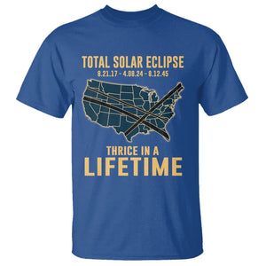 Total Solar Eclipse 2045 T Shirt Thrice In A Lifetime American Totality Tour Map 2017 2024 2045 TS02 Royal Blue Printyourwear