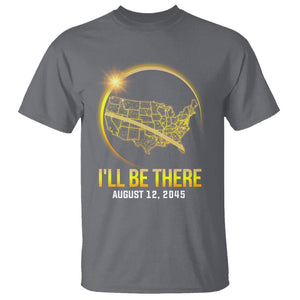 Total Solar Eclipse 2045 T Shirt I'll Be There August 12 American Totality Tour Map TS02 Charcoal Printyourwear