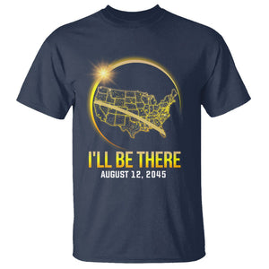 Total Solar Eclipse 2045 T Shirt I'll Be There August 12 American Totality Tour Map TS02 Navy Printyourwear