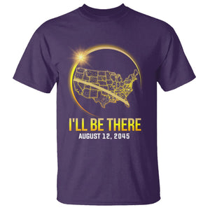 Total Solar Eclipse 2045 T Shirt I'll Be There August 12 American Totality Tour Map TS02 Purple Printyourwear