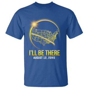 Total Solar Eclipse 2045 T Shirt I'll Be There August 12 American Totality Tour Map TS02 Royal Blue Printyourwear