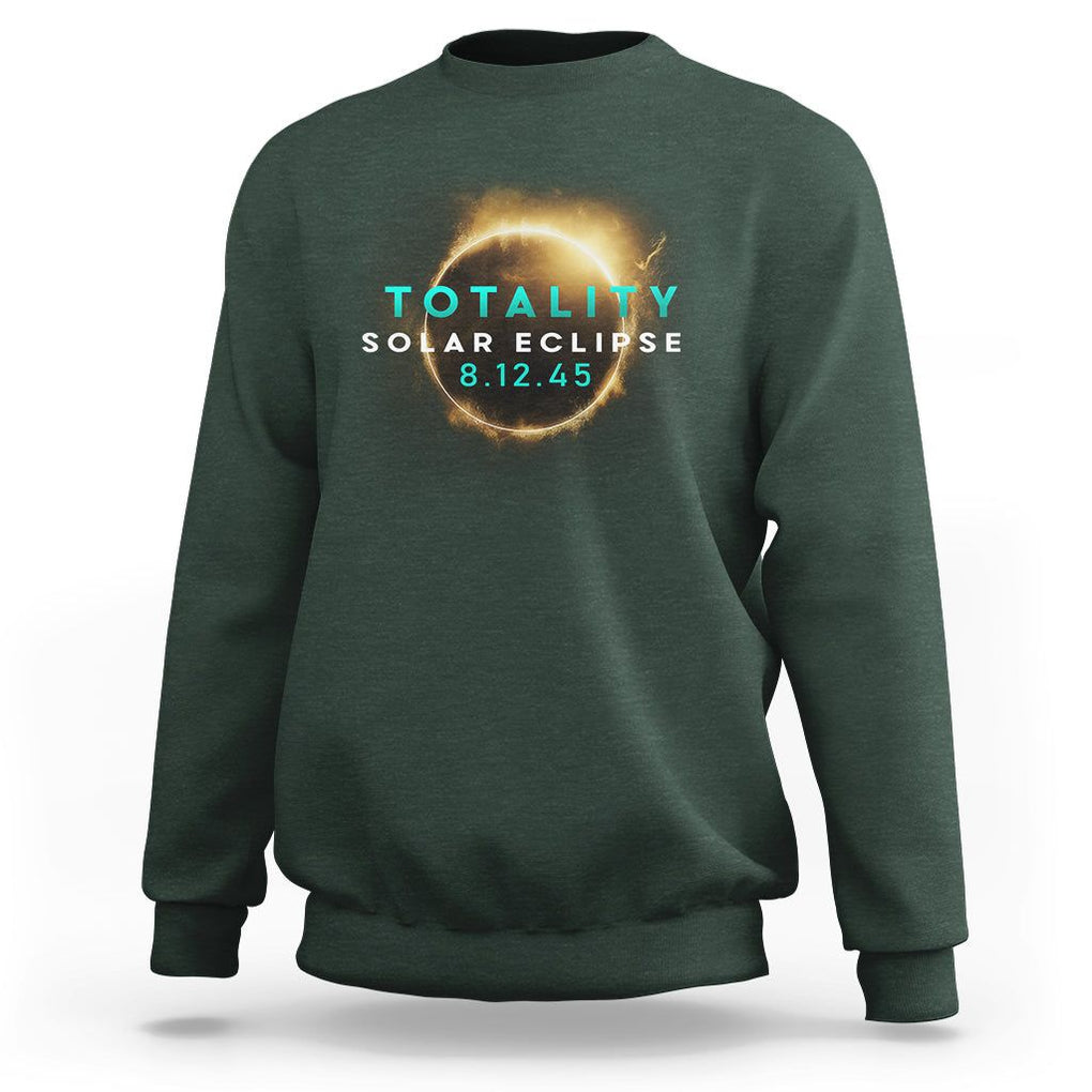Total Solar Eclipse 2045 Sweatshirt American Totality August 12 TS02 Dark Forest Green Printyourwear