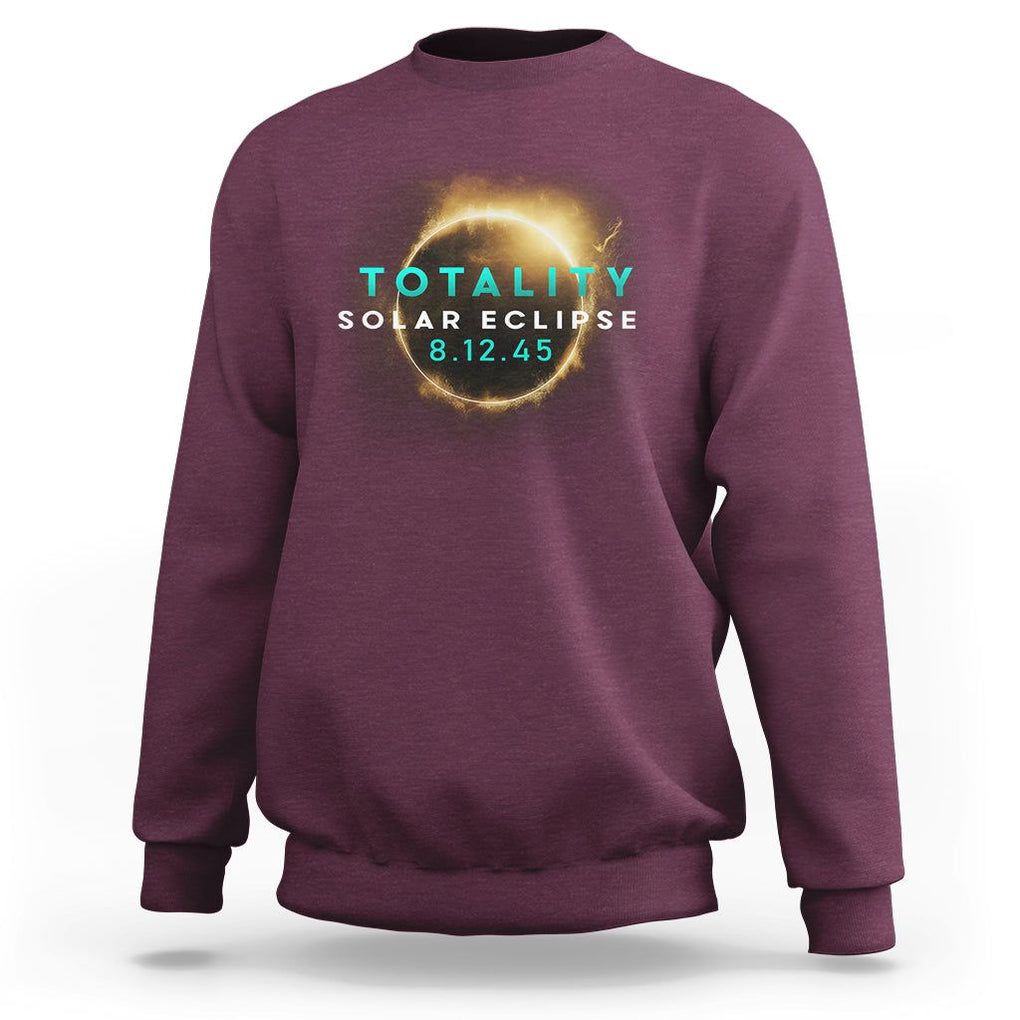 Total Solar Eclipse 2045 Sweatshirt American Totality August 12 TS02 Maroon Printyourwear