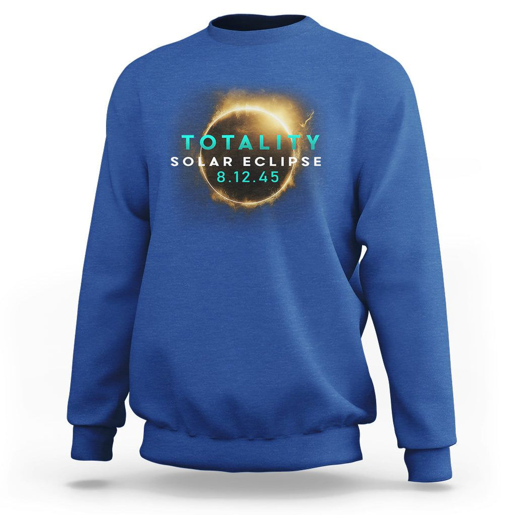 Total Solar Eclipse 2045 Sweatshirt American Totality August 12 TS02 Royal Blue Printyourwear