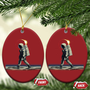 Astronaut Outer Space Christmas Ornament Walking On Planets TS02 Oval Red Print Your Wear