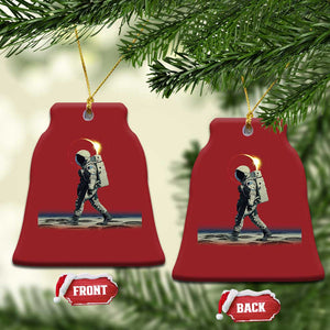 Astronaut Outer Space Christmas Ornament Walking On Planets TS02 Bell Flake Red Print Your Wear