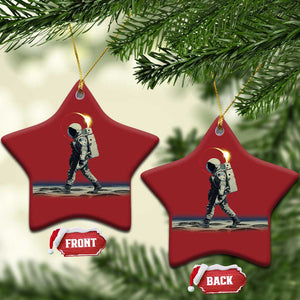 Astronaut Outer Space Christmas Ornament Walking On Planets TS02 Star Red Print Your Wear