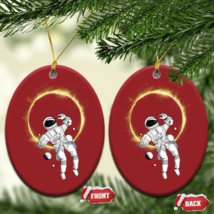 Astronaut Outer Space Christmas Ornament Cosmic Spaceflight Galaxy TS02 Oval Red Print Your Wear