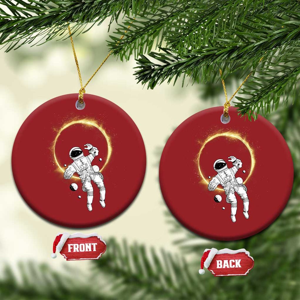 Astronaut Outer Space Christmas Ornament Cosmic Spaceflight Galaxy TS02 Circle Red Print Your Wear