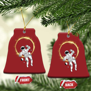 Astronaut Outer Space Christmas Ornament Cosmic Spaceflight Galaxy TS02 Bell Flake Red Print Your Wear