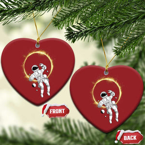 Astronaut Outer Space Christmas Ornament Cosmic Spaceflight Galaxy TS02 Heart Red Print Your Wear