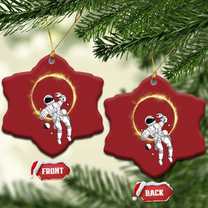 Astronaut Outer Space Christmas Ornament Cosmic Spaceflight Galaxy TS02 Snow Flake Red Print Your Wear