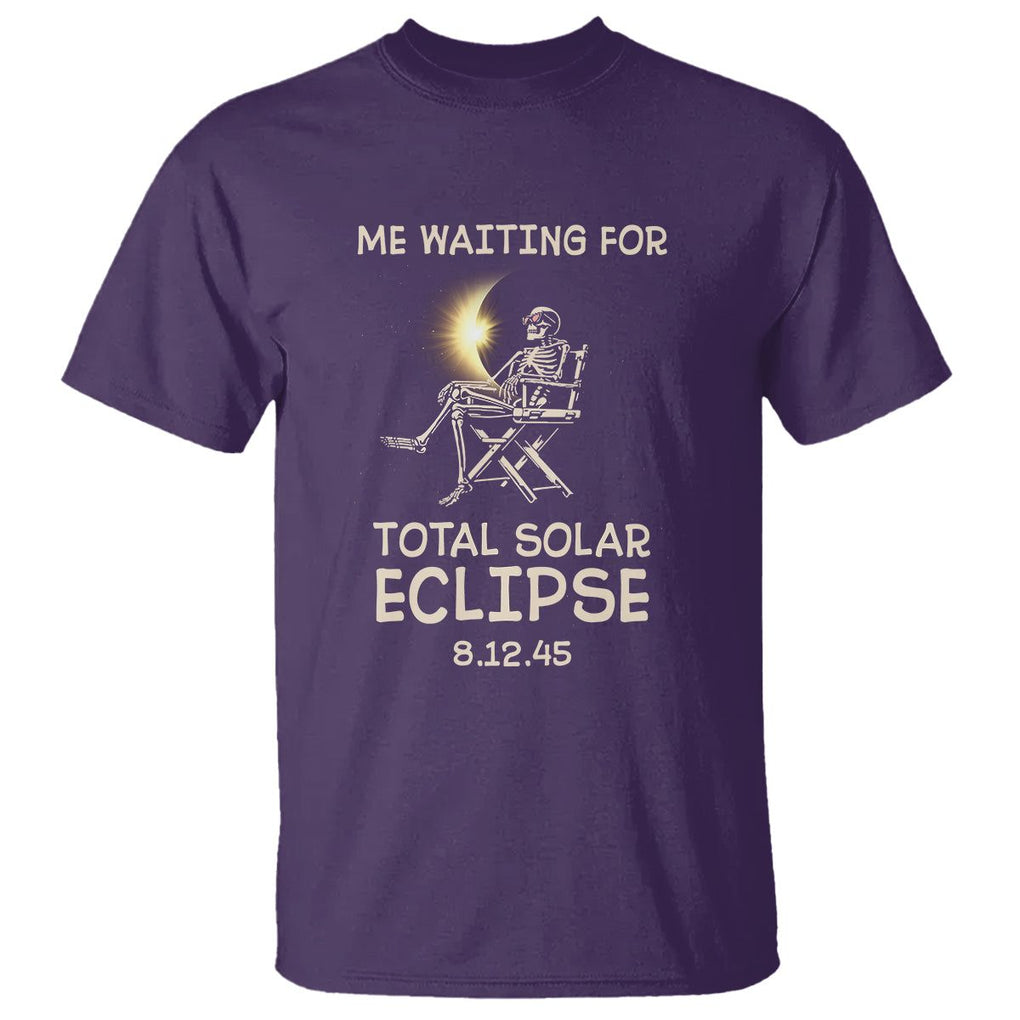 Me Waiting For Total Solar Eclipse 2045 T Shirt Funny Skeleton American Totality TS02 Purple Printyourwear