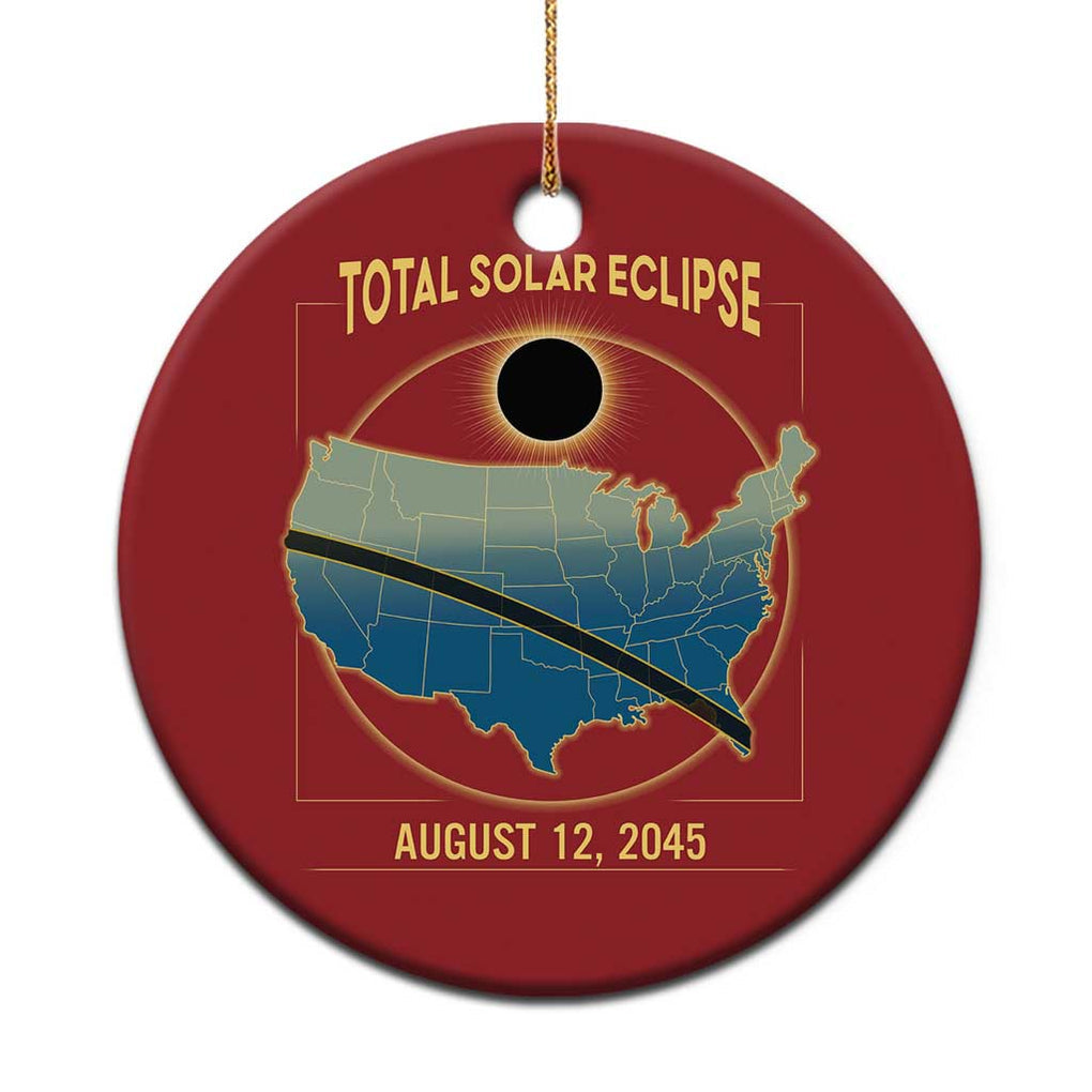 Total Solar Eclipse 2045 Christmas Ornament American Totality Tour Map August 12 TS02 Print Your Wear