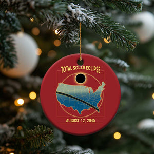 Total Solar Eclipse 2045 Christmas Ornament American Totality Tour Map August 12 TS02 Print Your Wear