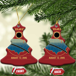 Total Solar Eclipse 2045 Christmas Ornament American Totality Tour Map August 12 TS02 Christmas Tree Red Print Your Wear