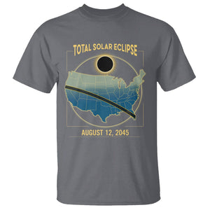 Total Solar Eclipse 2045 T Shirt American Totality Tour Map August 12 TS02 Charcoal Printyourwear