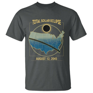 Total Solar Eclipse 2045 T Shirt American Totality Tour Map August 12 TS02 Dark Heather Printyourwear