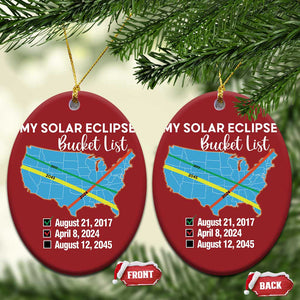 Total Solar Eclipse 2045 Christmas Ornament My Totality Bucket List 2017 2024 2045 Tour Map TS02 Oval Red Print Your Wear