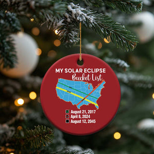 Total Solar Eclipse 2045 Christmas Ornament My Totality Bucket List 2017 2024 2045 Tour Map TS02 Print Your Wear