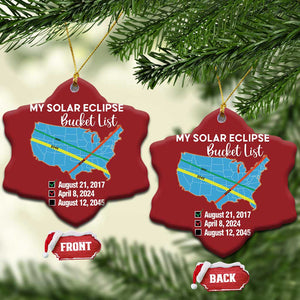 Total Solar Eclipse 2045 Christmas Ornament My Totality Bucket List 2017 2024 2045 Tour Map TS02 Snow Flake Red Print Your Wear